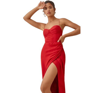 NWT Reformation Pisa Red Crepe Maxi Strap Open Back Dress Size 14